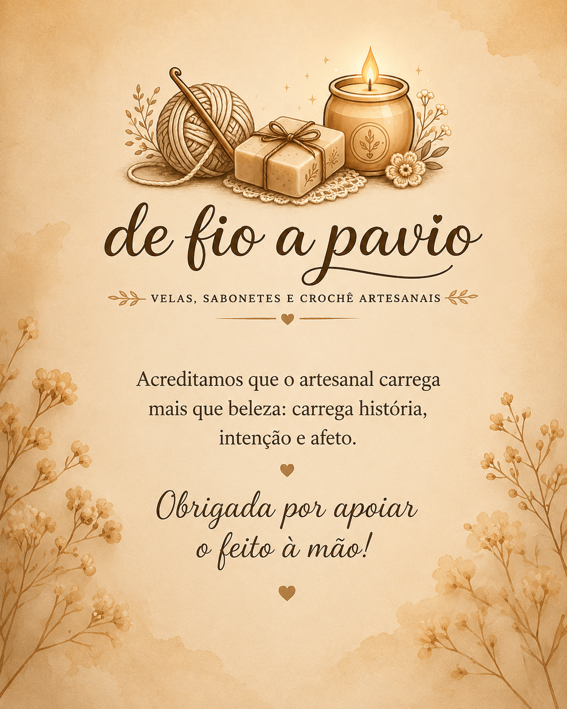 Mensagem da marca De Fio a Pavio sobre o valor do artesanato feito à mão