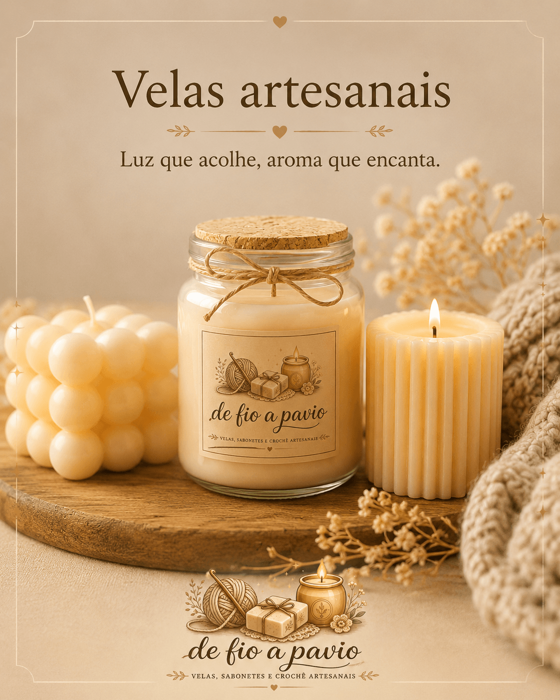 Velas artesanais da marca De Fio a Pavio